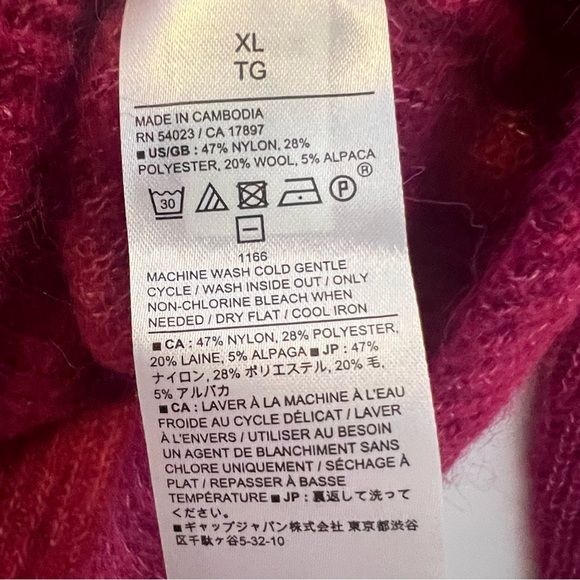 Banana Republic Women fuschia Magenta Crew Neck Sweater XL/TG Wool Alpaca blend - Picture 7 of 8